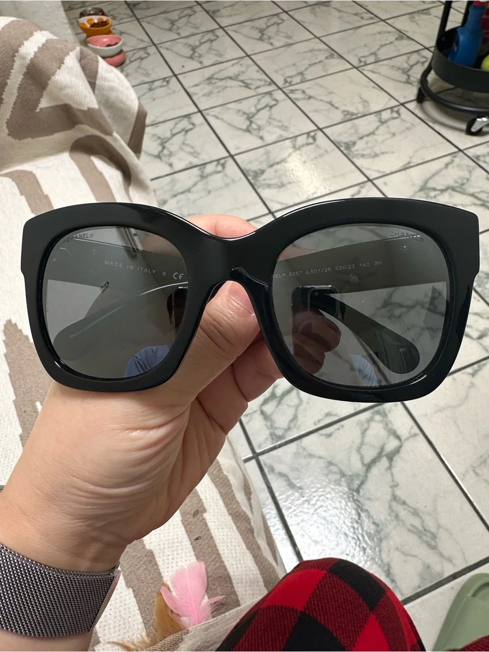 CHANEL Black Oversized Square Sunglasses